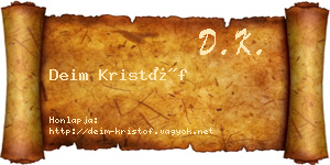 Deim Kristóf névjegykártya
